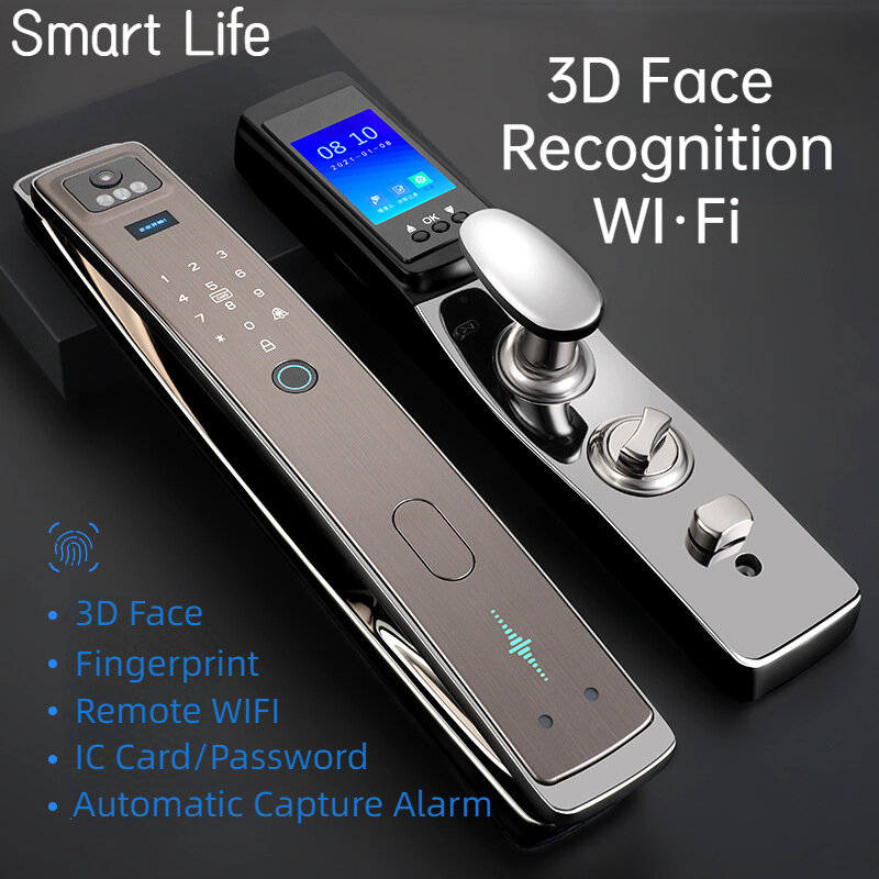 Kunci Pintu Pengenalan Wajah 3D 6 Metode Buka Kunci Wifi Sidik Jari Elektronik Cerdas Kode Biometrik Kunci Pintu Pintar Digital