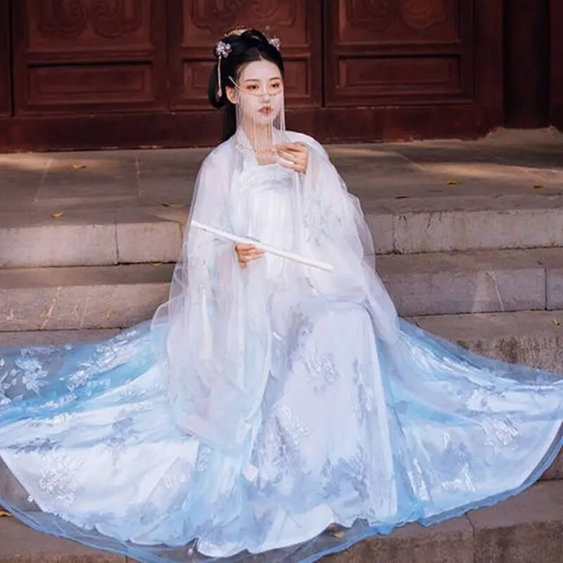 여성을위한 중국어 고대 의상 2022 층 길이 댄서 가운 중국어 번체 드레스 Hanfu 댄스 파티 생일 크리스마스 선물