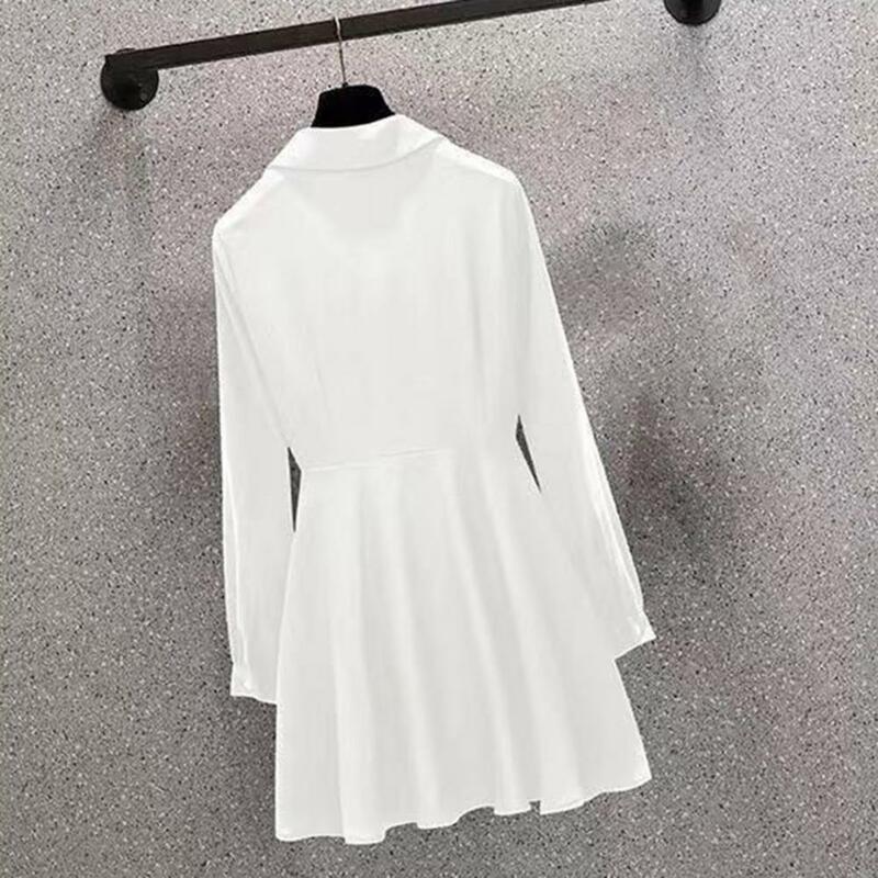 M-4XL Women's Shirt Lapel V Neck Long Sleeves Irregular Hem Plus Size Waist Tight Adjustable Belt Pullover Shirt Female Clothing