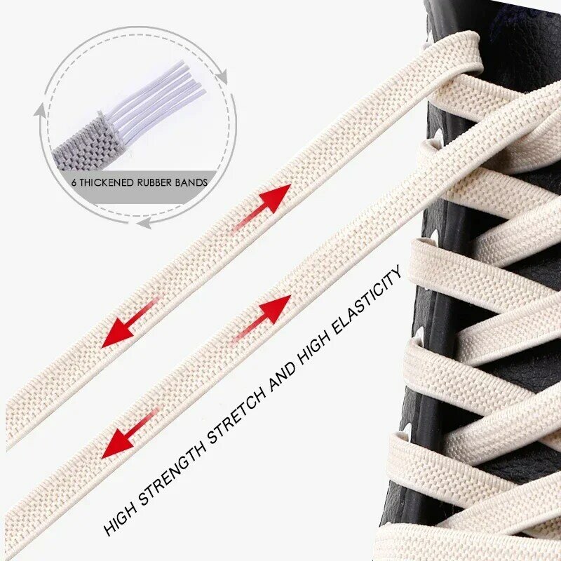 Elastic No Tie Shoelaces para crianças e adultos, cadarços planos, tênis de lazer ao ar livre, segurança rápida, cadarços preguiçosos unissex, 1 par