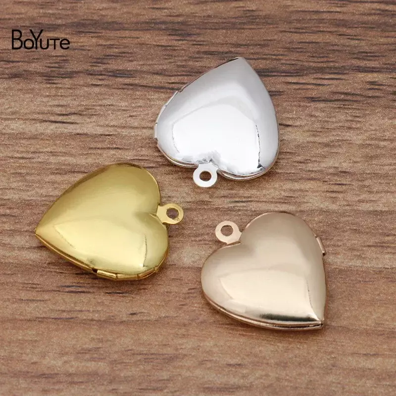 BoYuTe-Metal Brass Floating Heart Memory Locket, Pingente Encantos para Fazer Jóias, 20 Pçs/lote, 20mm
