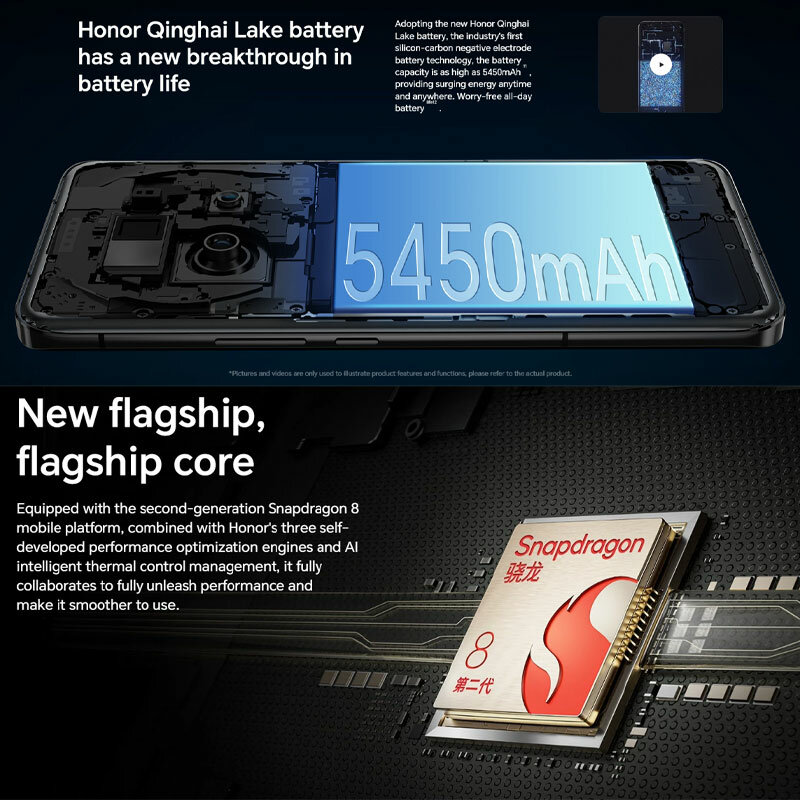 Смартфон Honor Magic5 Pro, телефон с экраном 6,81 дюйма OLED 5450 м, поддерживает Google play store, Snapdragon 8 второго поколения