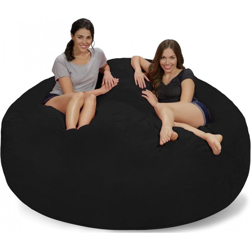Gigante Memory Foam Big Sofá com Soft Fiber Cover, Chill Sack, preto, Micro Suede, Feijão Cadeira, 7"