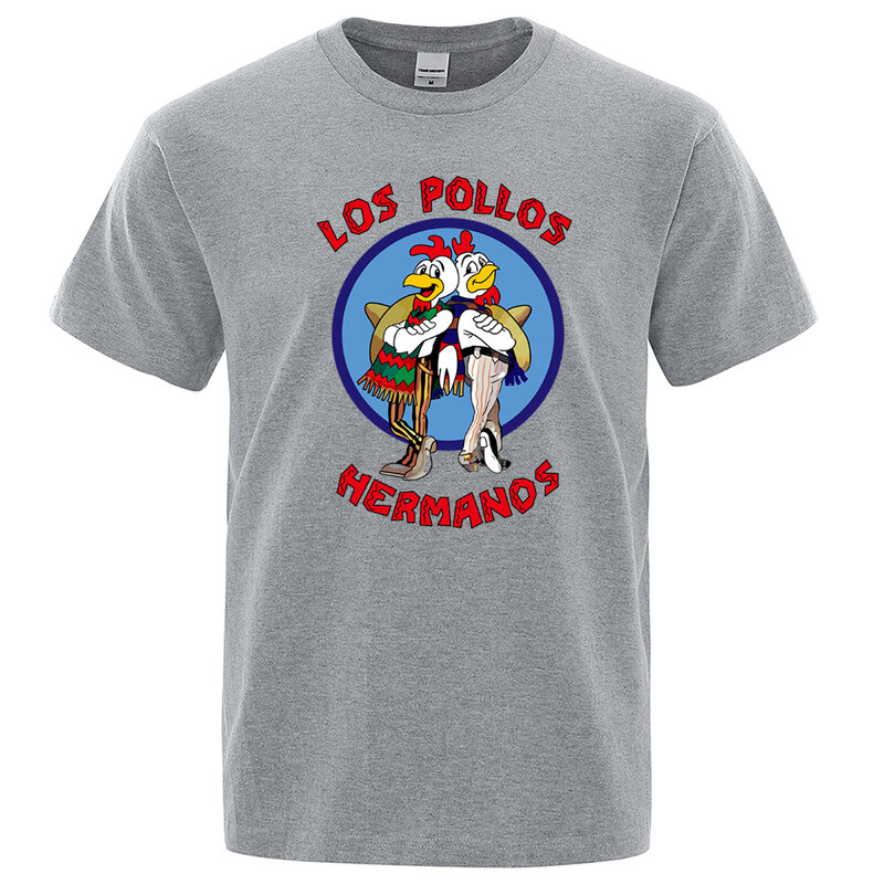 LOS POLLOS Hermanos Funny Printed T-Shirt Men Fashion Casual Short Sleeves Summer Cotton Breathable Tshirt Chicken Brothers Tee