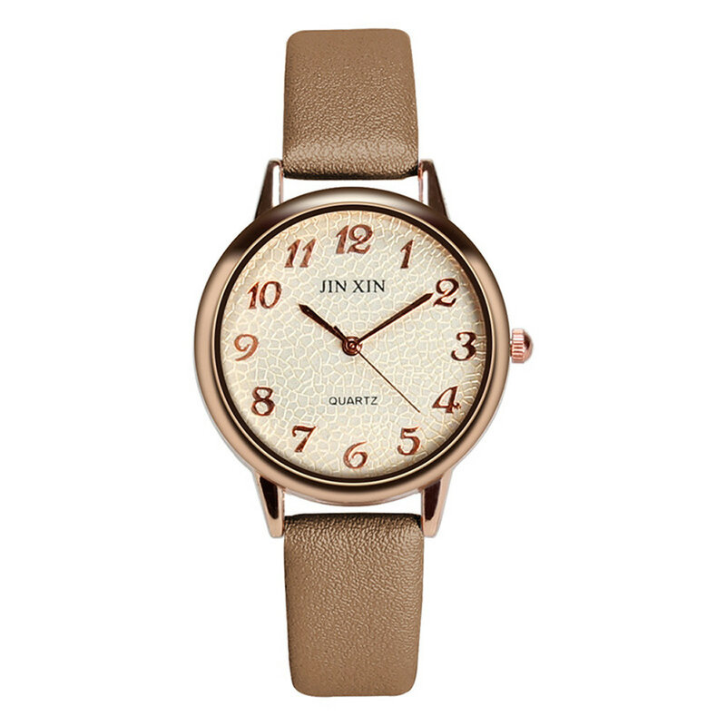 Relógio de pulso de quartzo de couro masculino e feminino, mostrador analógico redondo, relógios unissex, moda empresarial, novo