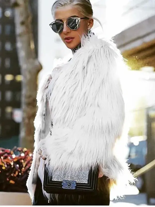 女性のための短い偽のキツネの毛皮のコート,カジュアルなウインドブレーカー,厚くてふわふわのジャケット,アウターウェア,暖かい冬のレジャーコート