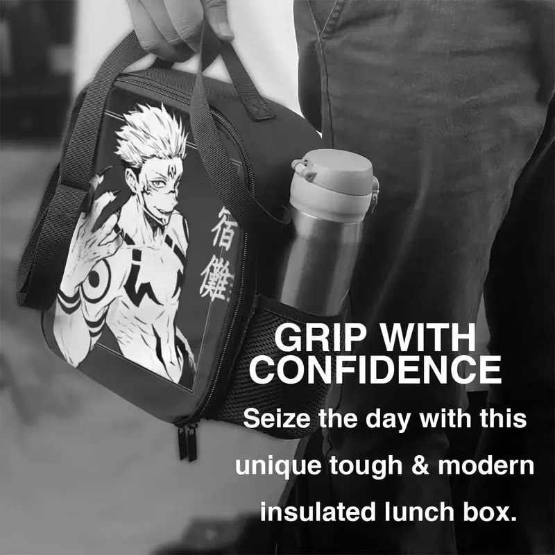 Custom Cool Anime Sukuna Jujutsu Kaisen Lunch Bag Women Warm Cooler Insulated Lunch Box for Kids School
