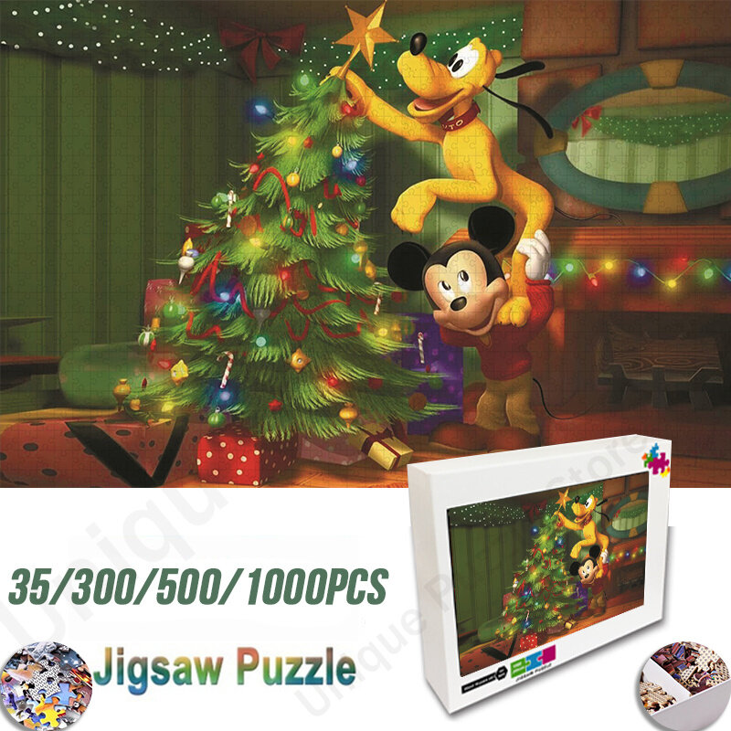35/300/500/1000 Pieces Disney Jigsaw Puzzle Mickey Mouse Jigsaw Puzzle Educational Toy for Kids Children 's Games Christmas Gift