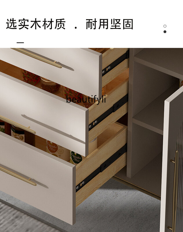 Шкаф из твердой древесины для хранения в ресторане, боковой шкаф, табличка из мраморного камня, мебель с выдвижными ящиками из закаленного стекла