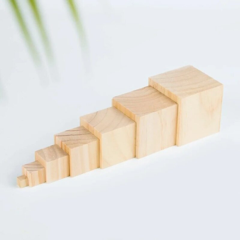 10 szt. Naturalnie drewniane kostka niedokończona pustka klocki do budowy ręcznie robiony materiał Puzzle rękodzieło drewniany kwadratowy blok