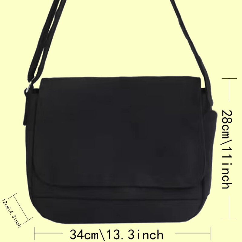 Bolso de viaje de lona para mujer, bolsa de almacenamiento negra informal, bolsos de hombro cruzados al aire libre, serie seta