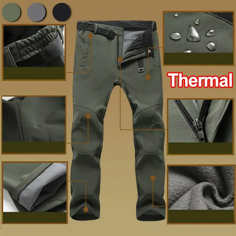 Pantaloni invernali Soft Shell pantaloni in pile antivento impermeabili da uomo sport Outdoor Trekking campeggio escursionismo pantaloni da sci di montagna