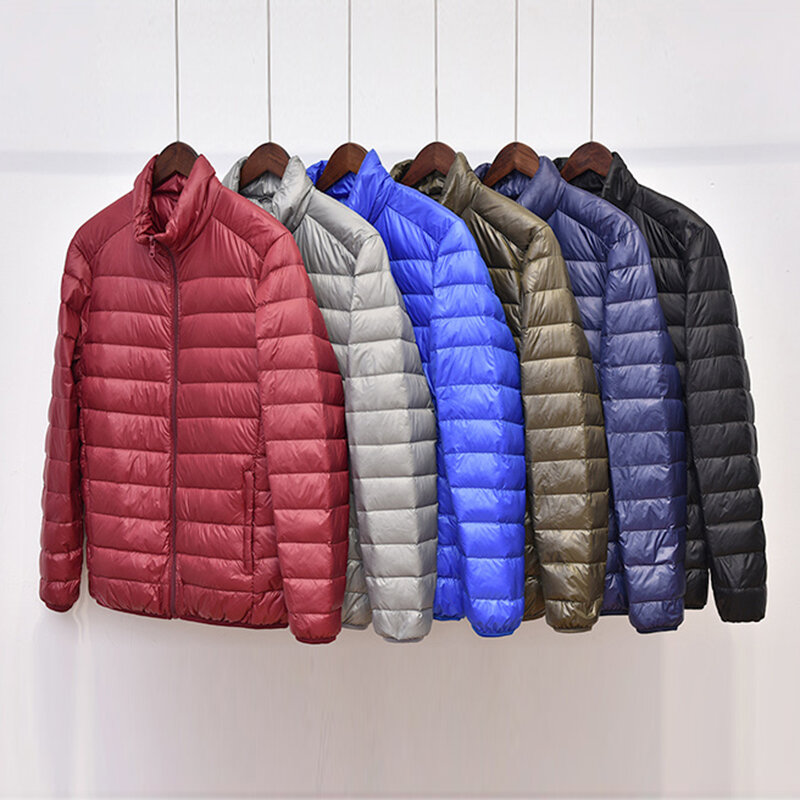 Men's Winter Coat Ultra Light Down Jacket White Duck Down Jacket Wind-Resistant Warm Coat Parka Men Solid Portable Outwear