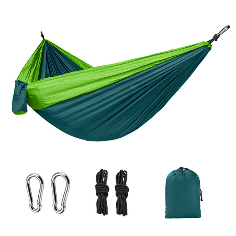 Eenpersoons Draagbare Outdoor Camping Hangmat Met Nylon Kleur Bijpassende Hangmat Hoge Sterkte Parachute Stof Opknoping Bed