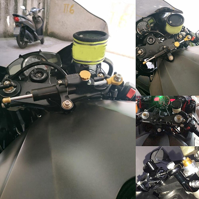 Universal Carbon Fiber Motorcycle Damper, Steering Estabilizar Controle de Segurança para Kawasaki Z750, Z800, Z900, Z1000, ER6N, ZX-6R, BMW