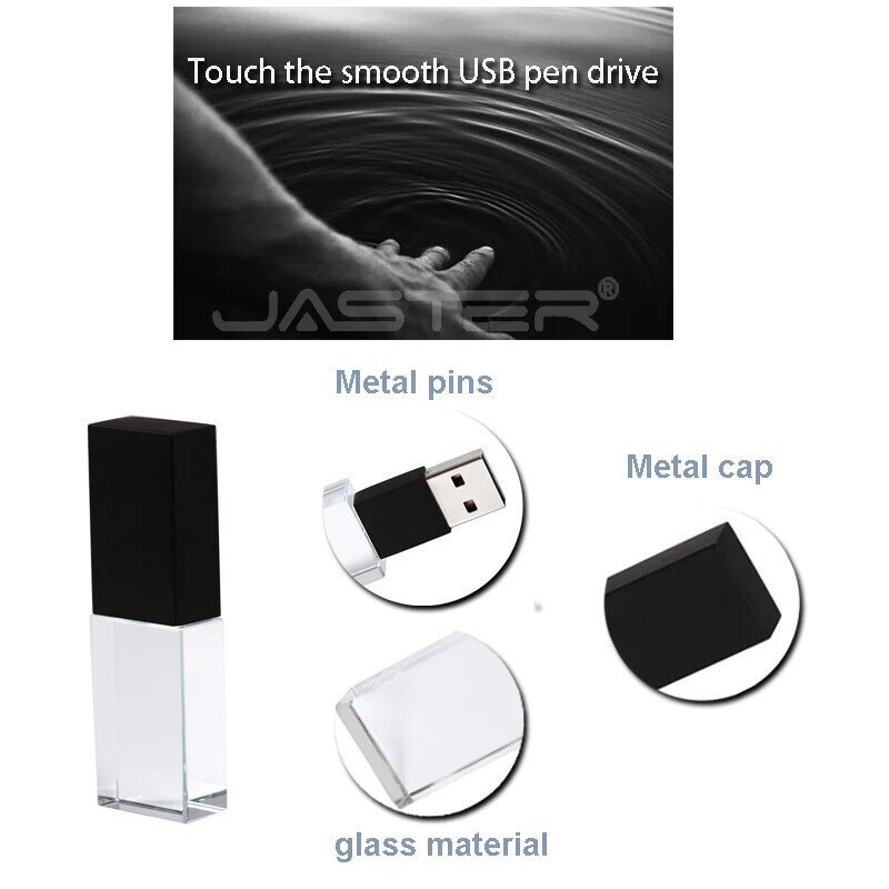 JASTER-unidad Flash de cristal 2,0, unidad Flash USB de 4GB, 8GB, 16GB, 32GB, disco U de 64GB y 128GB, promoción de ventas, 1 piezas