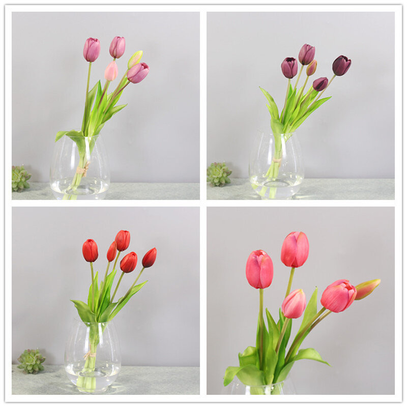 Ramo de tulipanes de tacto Real de silicona de lujo, flor Artificial decorativa para el hogar, Dec