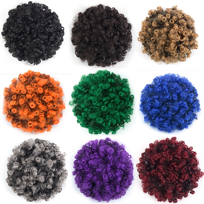 Green Afro Puff Drawstring Ponytail for Women Girls Short Kinky Curly Ponytail Synthetic Hair Puffs Afro Bun Drawstring Ponytail