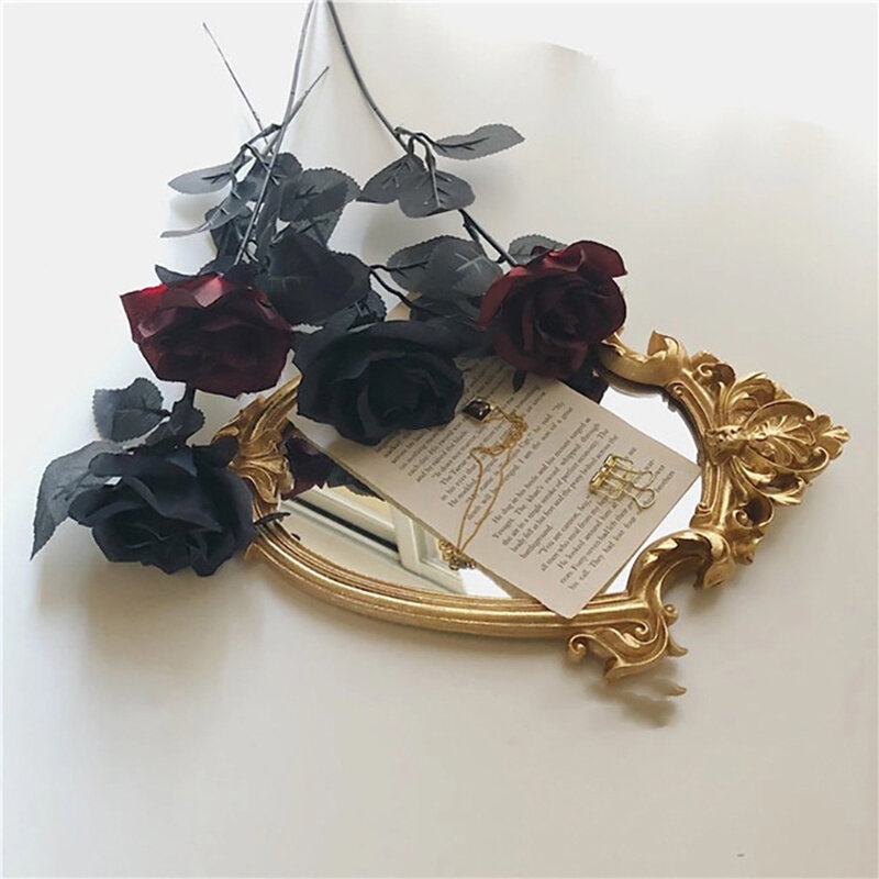 Retro ciemna róża sztuczny dekoracja kwiatowa walentynki sztuczny kwiat dekoracja stołu bukiet róż INS dekoracja