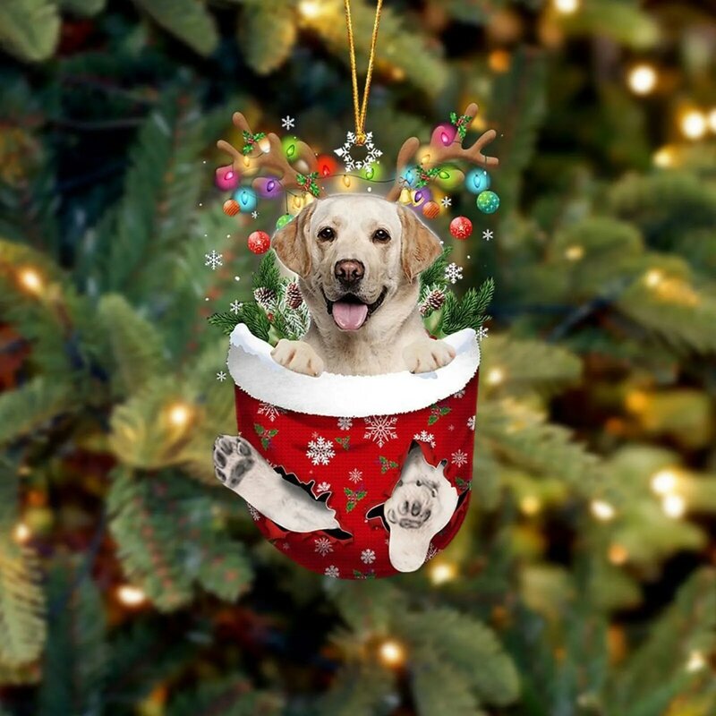 2023 Kerstboom Hanger Schattige Puppy Hars Acryl Hond Drop Ornament Nieuwjaar Feestartikelen Kamer Decor Kerstmis Cadeau Speelgoed