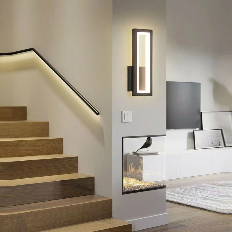 모던 LED 미니멀리스트 벽 램프, 거실 침실 침대 옆 통로 조명 기구, 블랙 화이트 벽 조명, 홈 데코