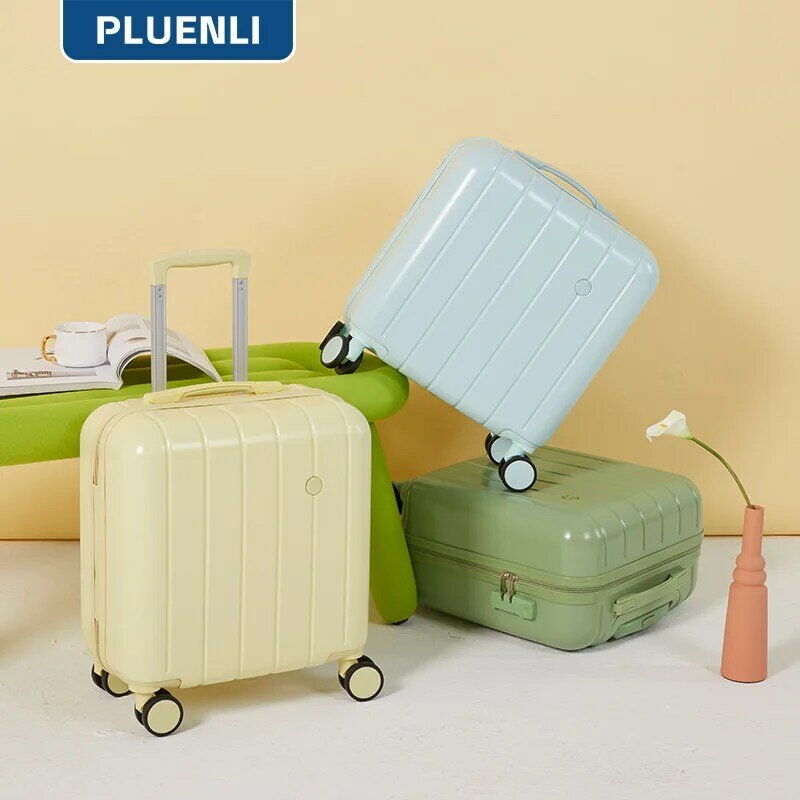 PLUENLI-Equipaje de color caramelo para mujer, Mini maleta ligera con Bloqueo de combinación, carrito de rueda Universal pequeño