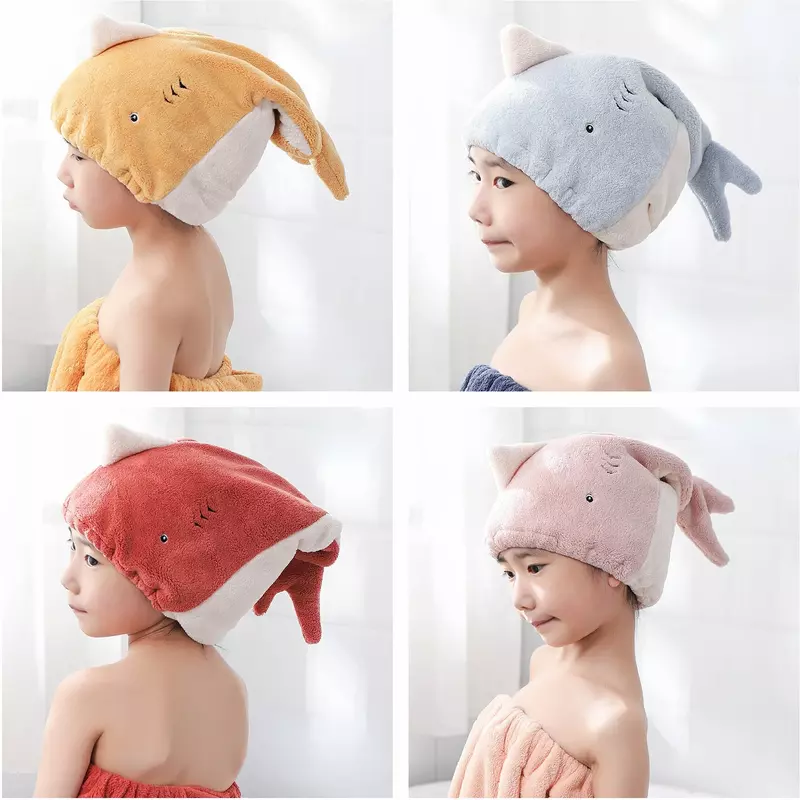 Nowy rekin suche włosy czapka miękka z mikrofibry czepek prysznicowy ręcznik kąpielowy dla kobiet szybkoschnący miękki dla dziecka Turban głowa ręcznik dziewczynka