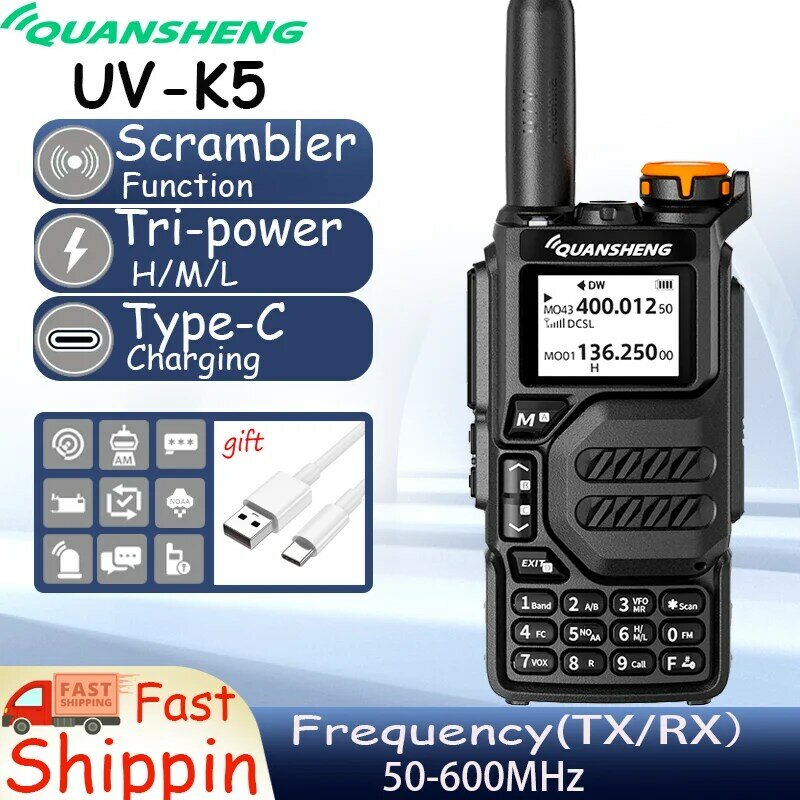 Quansheng UVK5 walkie-talkie na duże odległości profesjonalna cywilna wycieczka na zewnątrz wycieczka na drodze UV wieloczęstotliwościowa pełnowymiarowa ręczna a