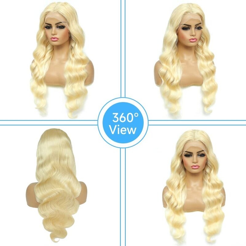 Honey Blonde HD Transparente Lace Frontal Wig para Mulheres, Cabelo Humano, Onda Do Corpo, Perucas Dianteiras, Densidade 180%, 13x4, 613, 34 ", 13x4