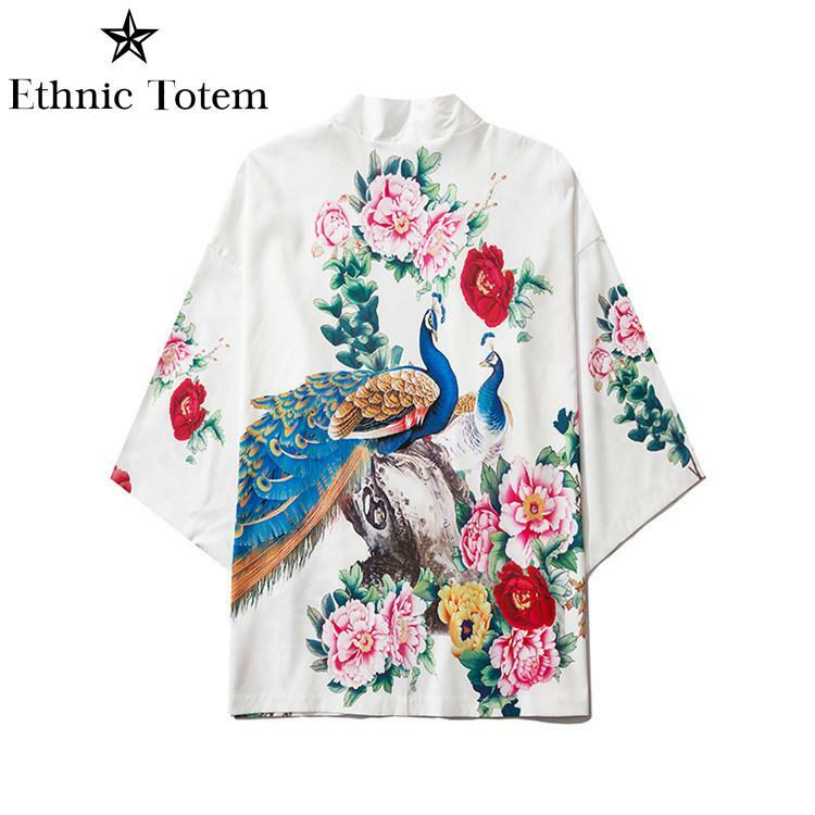 Cardigan Kimono à Fleurs pour Homme et Femme, Vêtements de Style Japonais Haori, Costume de Samouraï, MiUkiyoe