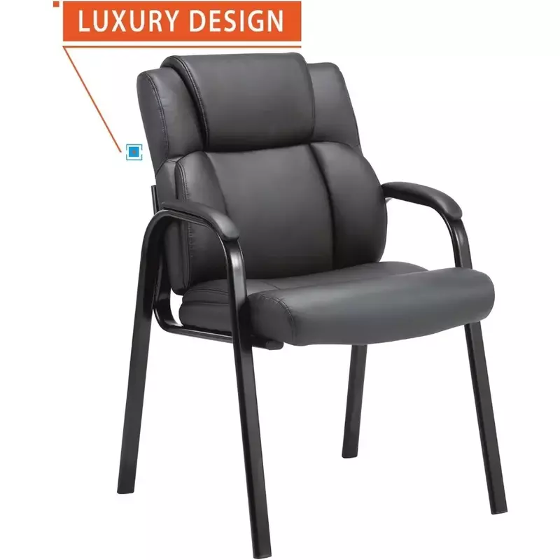 เก้าอี้แขกหนังมีที่วางแขนบุนวมสำหรับการต้อนรับการประชุมและห้องรอสำนักงานข้างบ้านสีดำ4แพ็ค