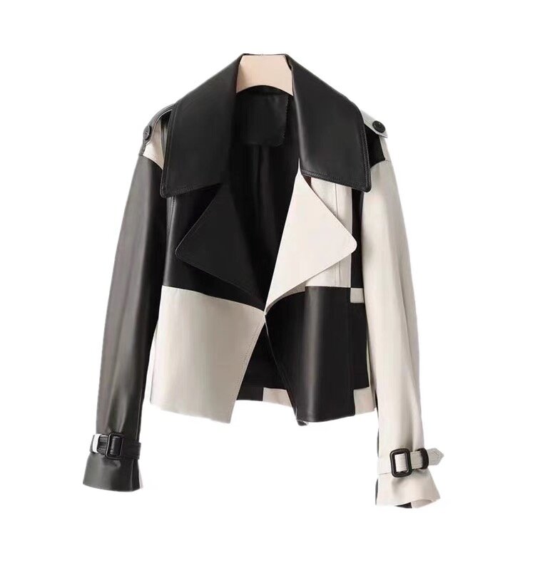 Leather Women 2023 Autumn New Blouse Short Casual Sheepskin Thin Suit Jacket Imitation Sheepskin