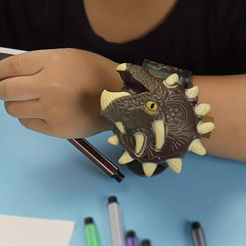 Kindercartoon Vervormingsprojectie Elektronisch Lichtgevend Horloge, Dinosaurus Elektronisch Horloge Voor Jongens En Meisjes, Ideale Keuze