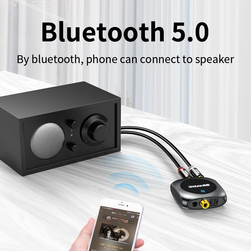 Unnlink-Convertidor de Audio DAC, adaptador Digital a analógico, Bluetooth 5,0, Coaxial óptico, SPDIF a RCA, Jack de 3,5mm, amplificador de Audio