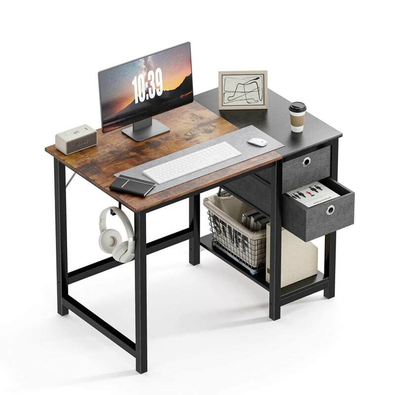 블랙 소박한 모던 심플 스타일 홈 오피스 필기 책상, 세련되고 정리 된 작업 공간용 2 단 서랍 보관
