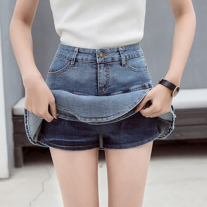 Vintage Denim Miniröcke Frauen Sommer sexy feste Farbe Ballkleid Röcke Jeans weibliche lässige Tasche schlanke A-Linie Miniröcke