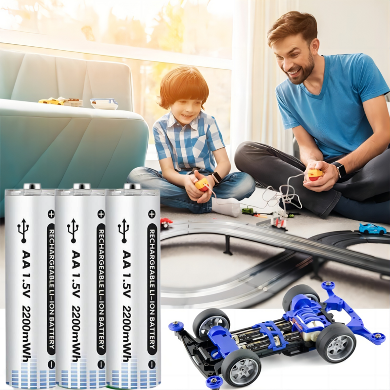 Aa Oplaadbare Batterij 2200mwh Usb 1.5V Oplaadbare Li-Ion Batterijen Voor Afstandsbediening Muis Kleine Ventilator Elektrische Speelgoed Batterij