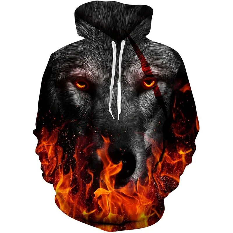 Vintage New Men's and Women's Couple Hoodie 3D Printed Animal Trend Handsome Fashion Large Hoodie Warm Sweater