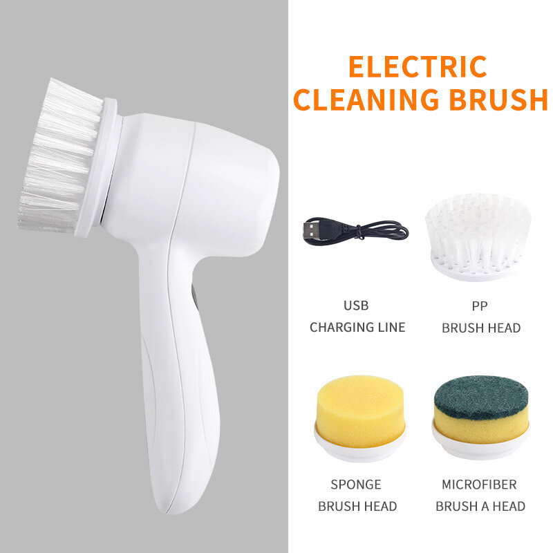 Cepillo de limpieza eléctrico multifuncional para cocina y baño, depurador eléctrico de mano inalámbrico para platos, ollas y sartenes