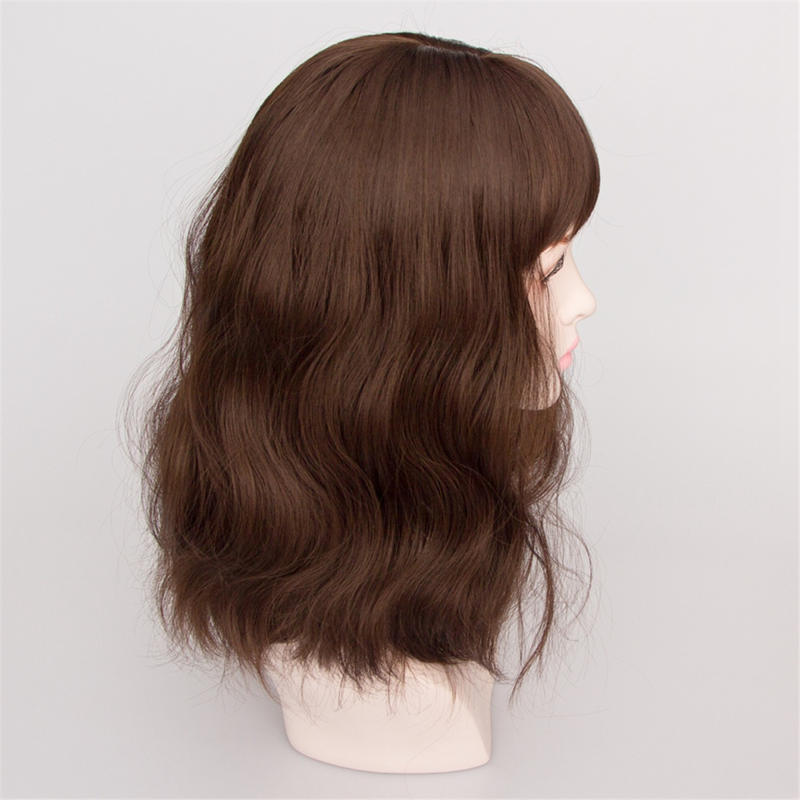 Женский парик Боб Bobo с челкой, естественный длинный парик Боб, вьющийся парик для повседневной корейской версии