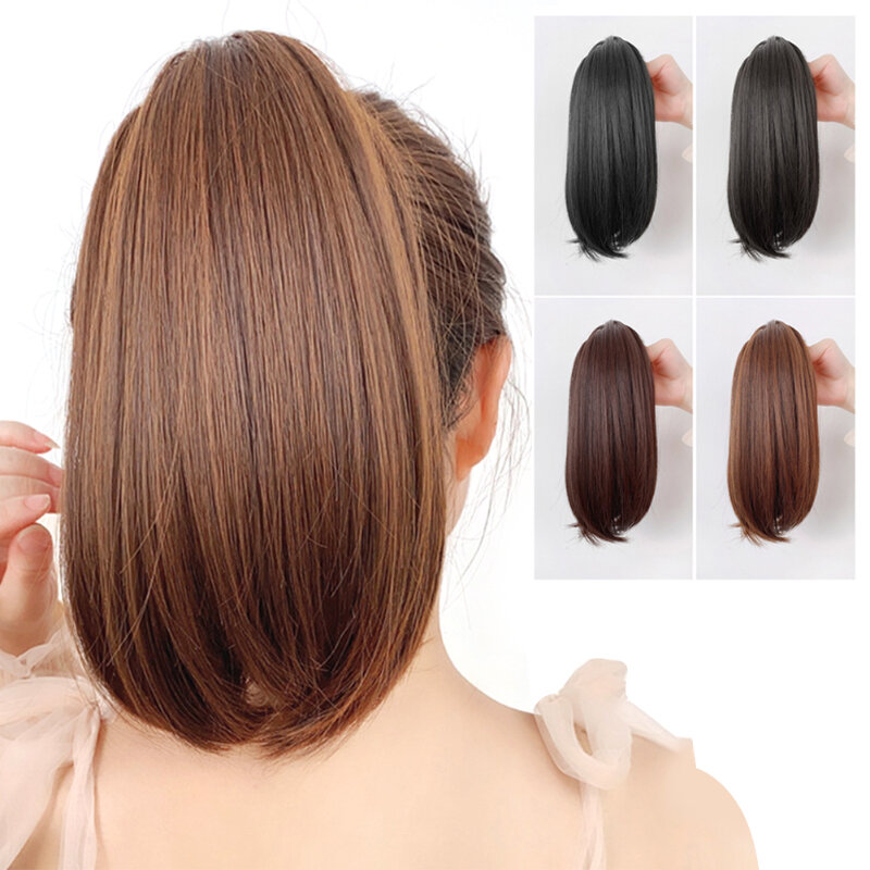 Синтетический короткий прямой парик конский хвост с зажимом индивидуальный стиль своими руками удлинитель волос для женщин ежедневное использование