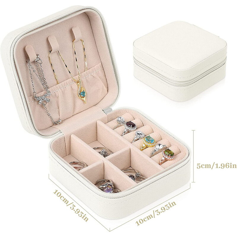 Kotak penyimpan perhiasan cincin, perhiasan cincin kalung anting-anting kotak penyimpanan masker cetak kosmetik ritsleting kotak tampilan perhiasan