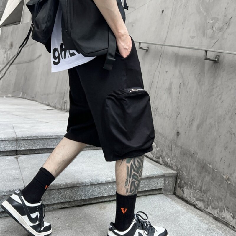 Мужские тактические шорты на молнии, уличные укороченные штаны с несколькими карманами, модель Y2K Techwear на лето, 2024