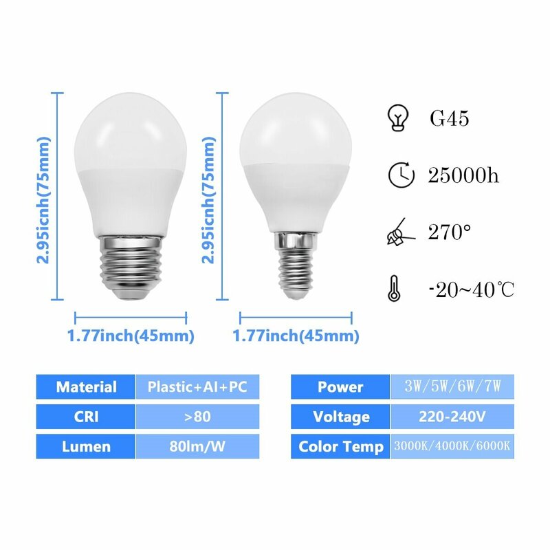 Luz branca morna da eficiência clara alta da lâmpada 220v gu10 mr16 c37 g45 3w-18w apropriada para o escritório em casa