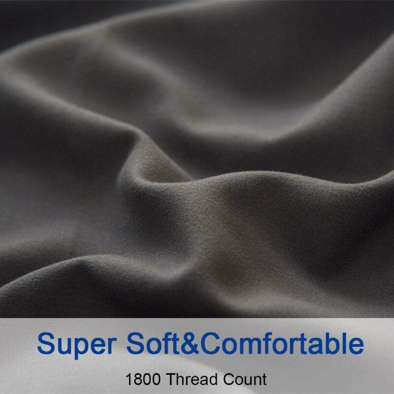 Juego de sábanas de microfibra súper suave, 1800 hilos, 16 pulgadas, bolsillo profundo, arrugas, 4 piezas (gris oscuro Queen)
