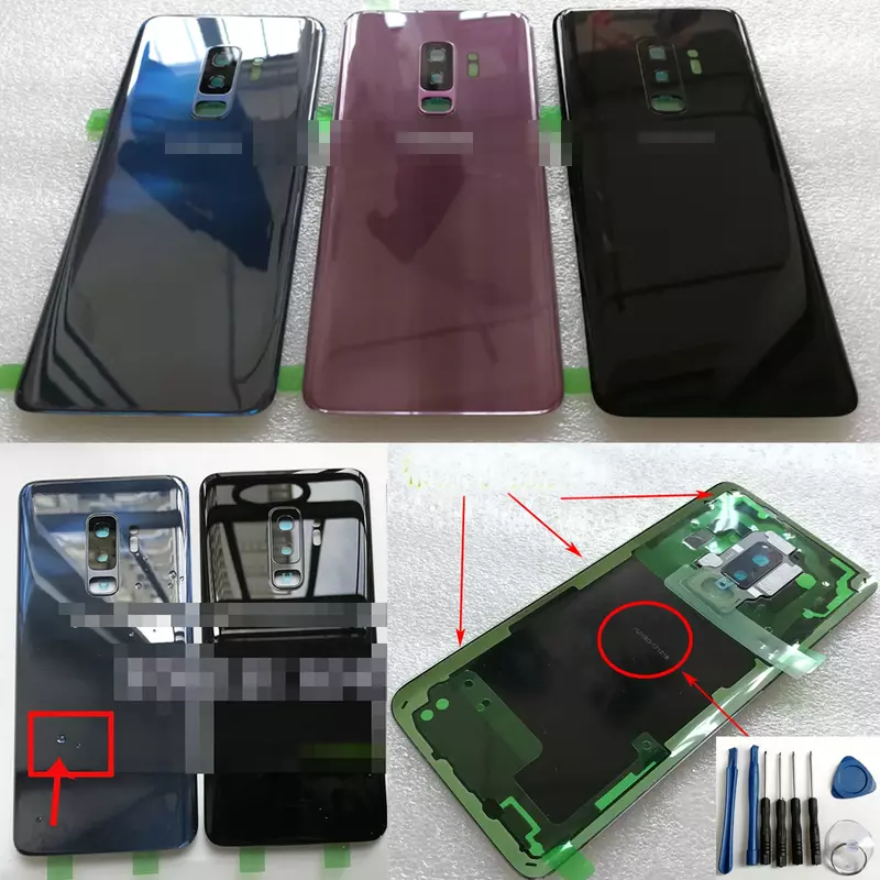 Tampa de vidro da bateria e tampa da lente, Samsung S9 +, S9 Plus, G965F, G965U, G965W