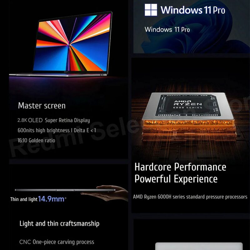 [Moskou Stock] Xiaomi Book Pro 14 Laptop Ryzen R5-6600H/R7-6800H 16Gb 512G/1T Ssd 2.8K 90Hz Scherm Notebook Globale Versie Pc