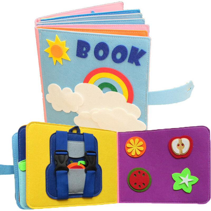 Детская тканевая книга Монтессори, занятая доска, базовые навыки жизни, Обучающие игрушки, детская развивающая книга из войлока для когнитивной активности