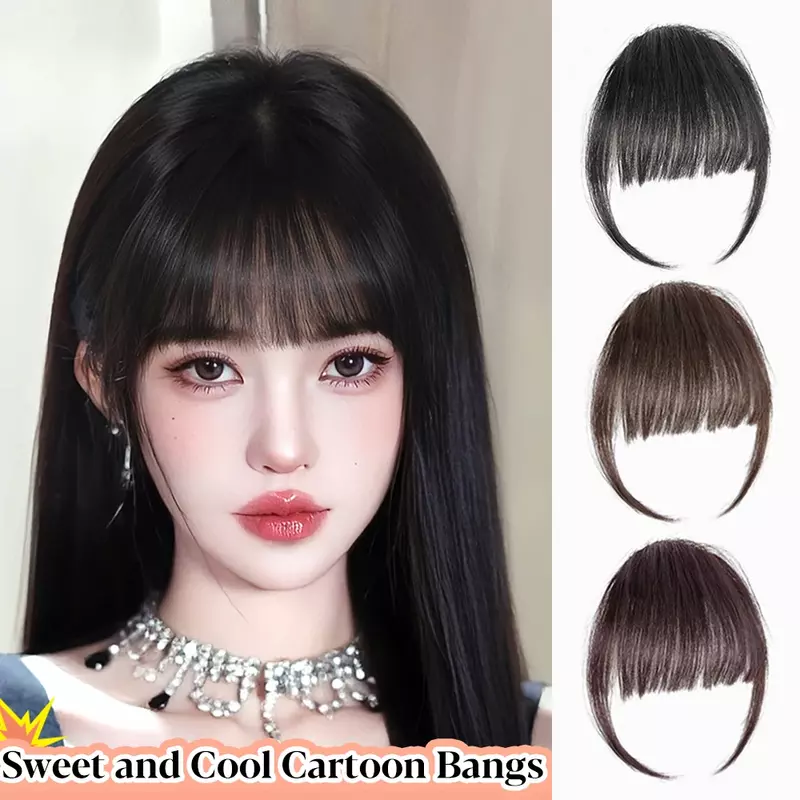 Clip in Bangs Real Human Bangs Hair Clip in Hair Extensions Fake Natural Bangs Hairpieces for Women Daily Wear