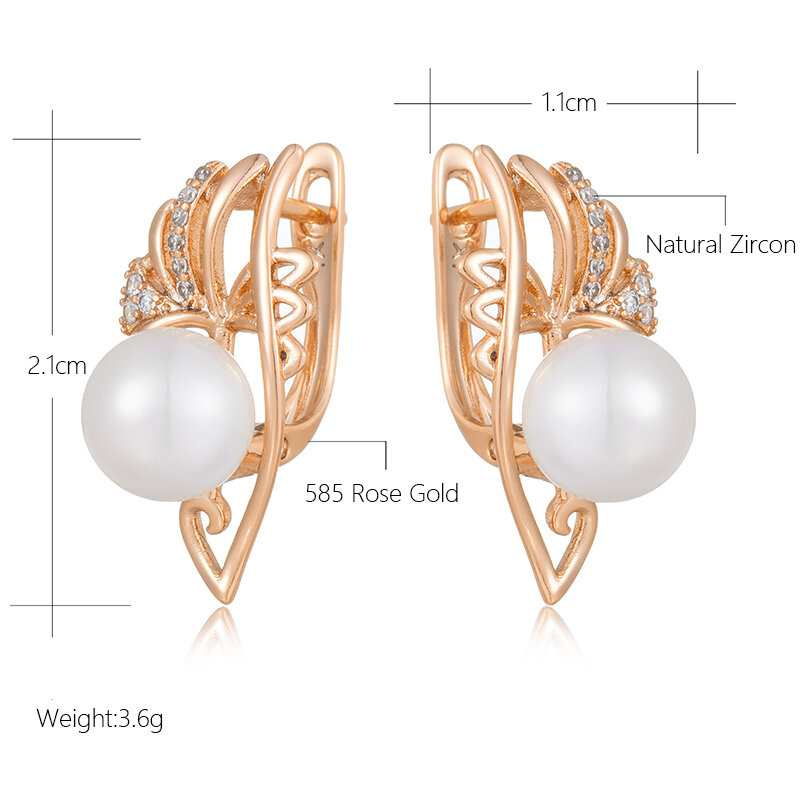 SYOUJYO-Boucles d'oreilles pendantes en perles de luxe pour femmes, 585, document en or, bijoux de fête, naturel, Zcomprend, micro réglage d'avertissement